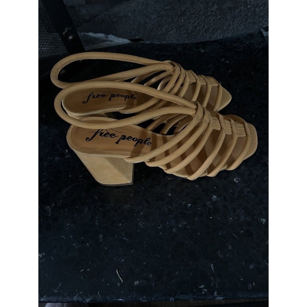 Free People Womens Colette Cinched Sandals Heel Orange Leather 37 / 7 US - Picture 5 of 16